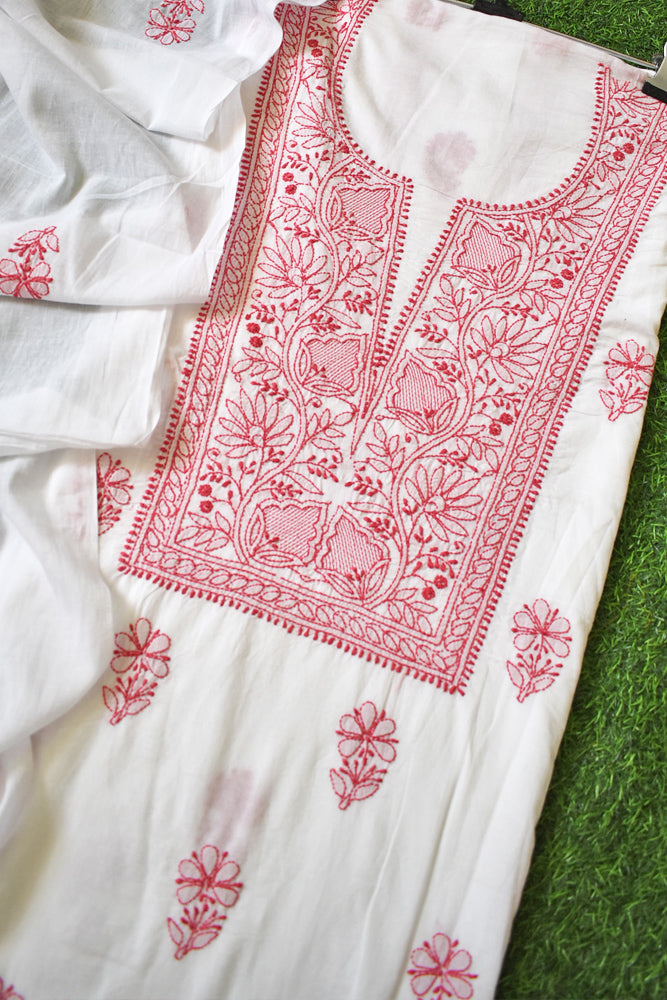 Elegant Mul Cotton Kurta & Dupatta Set with Lucknowi Hand Chikankari embroidery