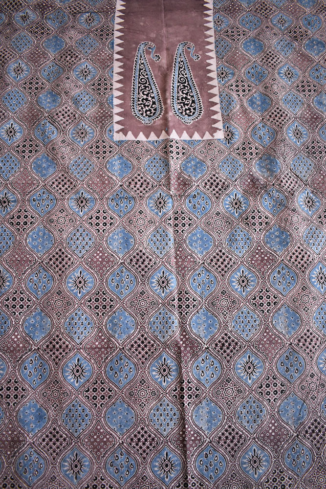 Designer Ajrakh kurta fabrics - 2.5 mtrs