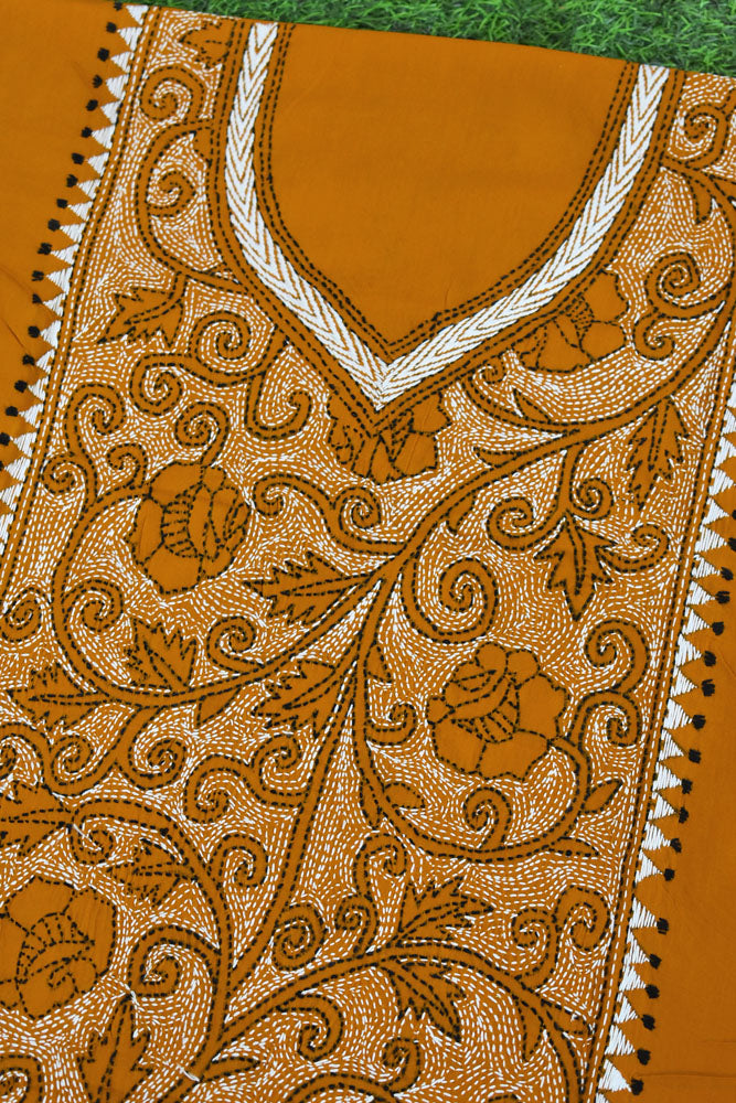 Hand Embroidered Kantha work cotton kurta fabric