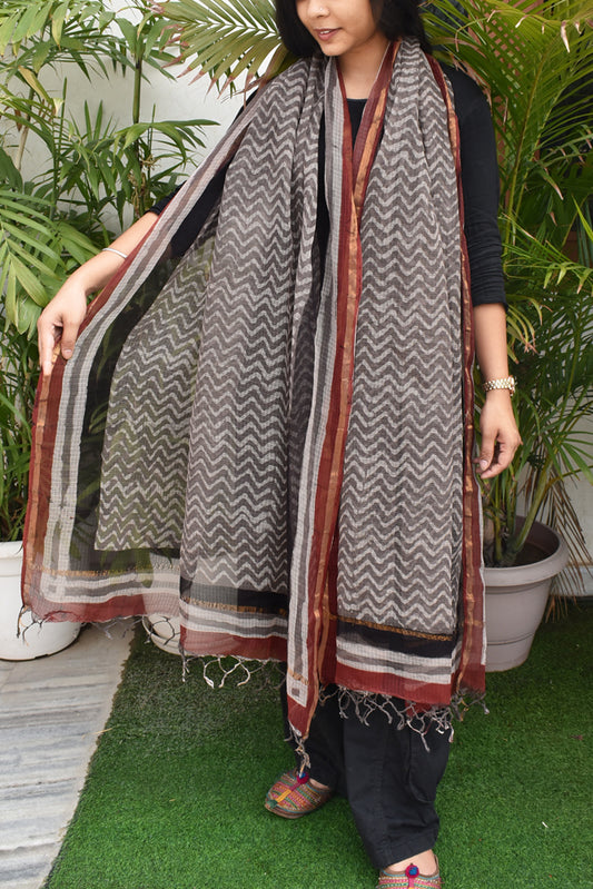 Hand Block Printed Kota Cotton Dupatta