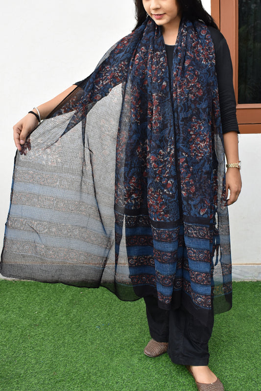 Hand Block Printed Kota Cotton Dupatta