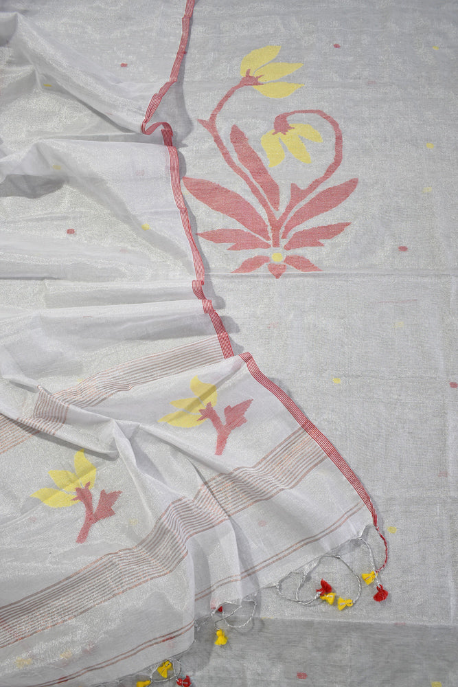 Kalakriti : Beautiful Hand Woven All over Tissue & Cotton silk Jamdani Kurta Fabric & Dupatta set