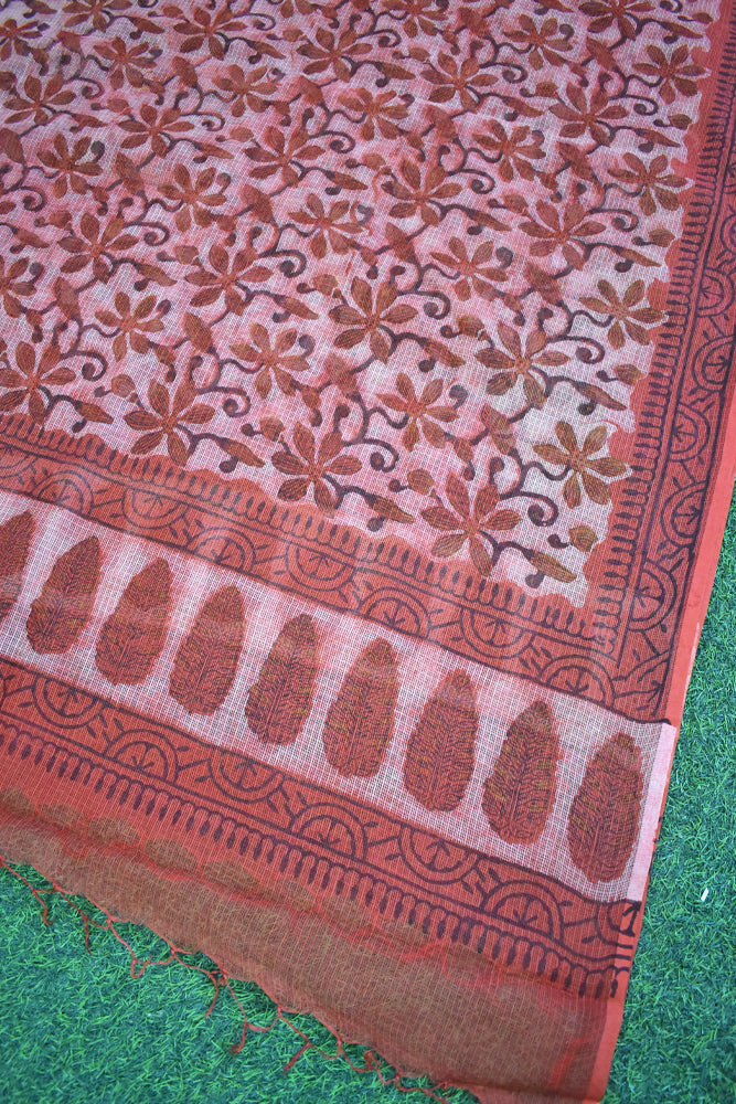 Hand Block Printed Kota Doria Cotton Dupatta