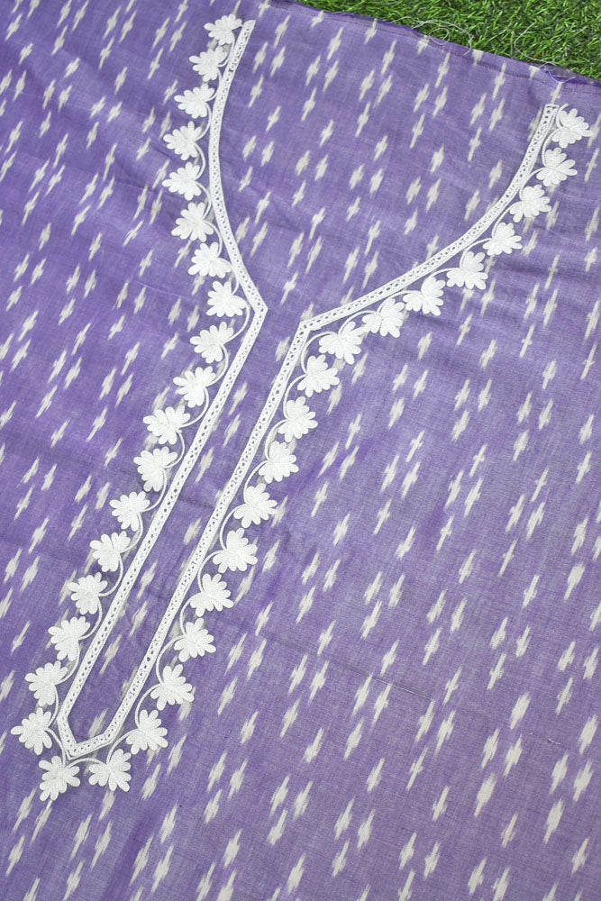 HandWoven Mercerized ikkat cotton fabric with embroidery