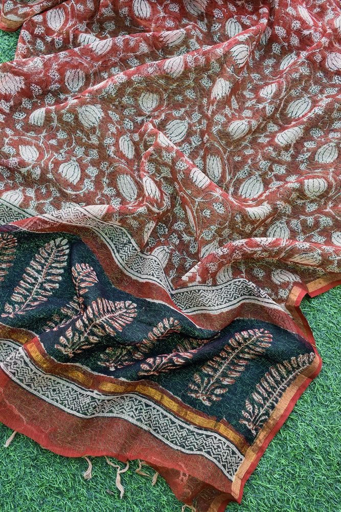 Hand Block Printed Kota Cotton Dupatta