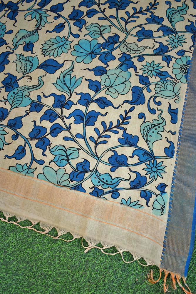 Beautiful Bangalore Cotton Silk Hand Painted Kalamkari Dupatta