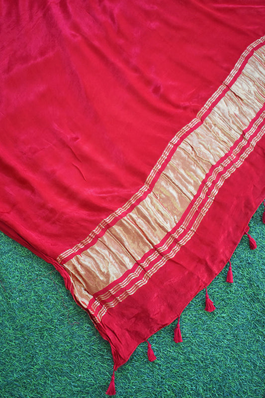 Beautiful Plain Modal Silk dupatta with Tissue Lagdi patta palla