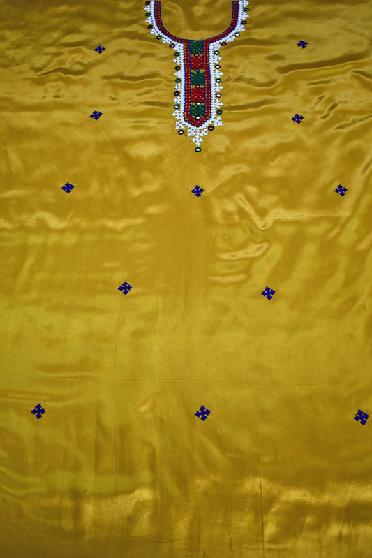 Mashru Silk Fabric with Kutch Bavariya work embroidery