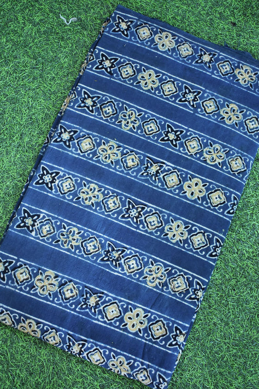 Ajrakh Hand Block Printed Cotton Fabric - 2.5 & 3 mtr option