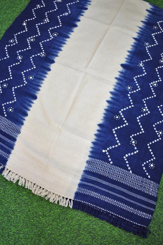 Kutch Handwoven Mirror Work Bandhani Pure Wool Shawl