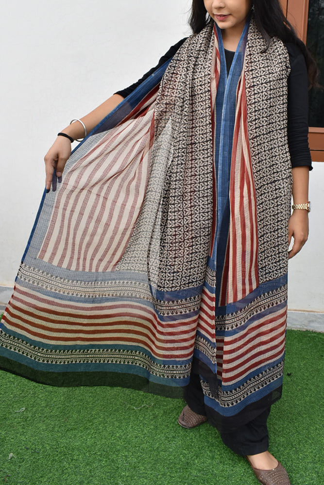 Hand Block Printed Kota Cotton Dupatta