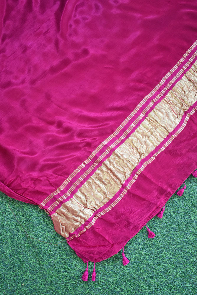 Beautiful Plain Modal Silk dupatta with Tissue Lagdi patta palla