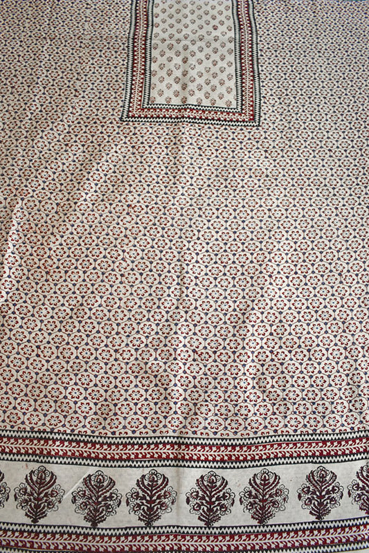 Handwoven Maheshwari kurta fabric with Bagh Hand block print