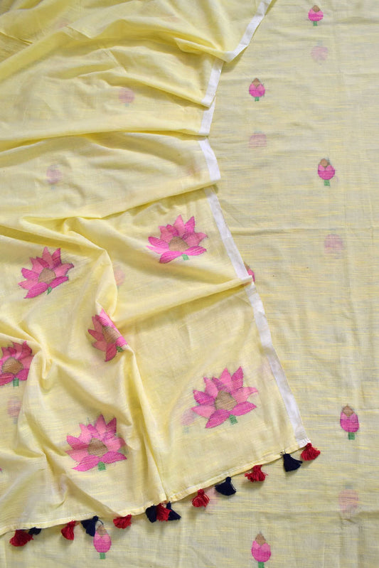 Kalakriti : Beautiful Hand Woven Soft Cotton Jamdani Kurta Fabric & Dupatta set