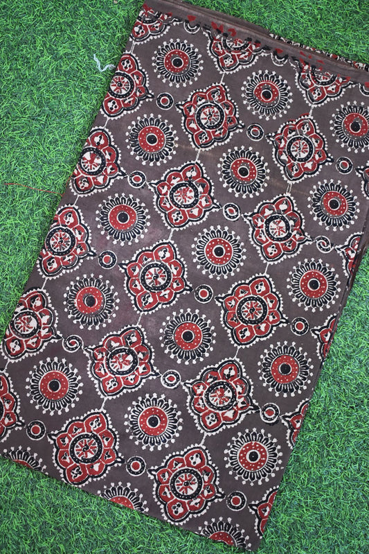 Ajrakh Hand Block Printed Cotton Fabric - 2.5 & 3 mtr option