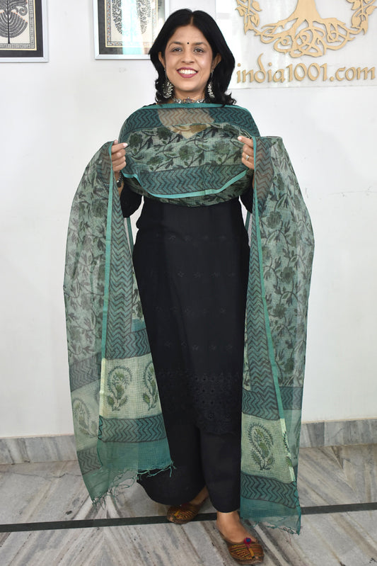 Hand Block Printed Kota Doria Cotton Dupatta