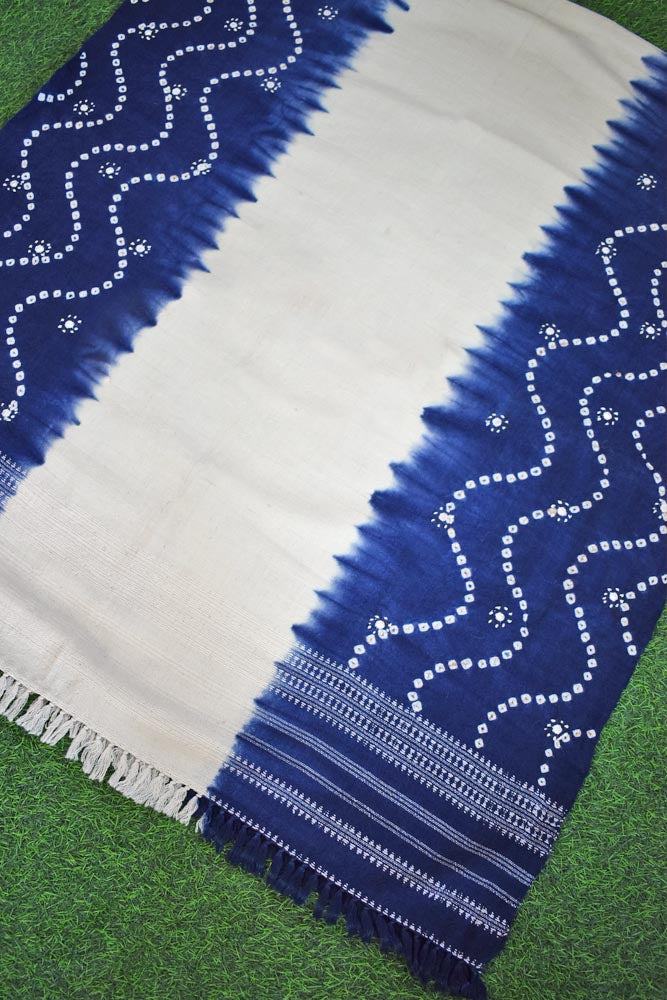 Kutch Handwoven Mirror Work Bandhani Pure Wool Shawl