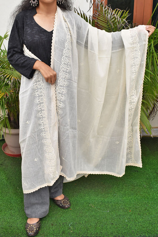 Beautiful Soft Cotton Dupatta with embroidery