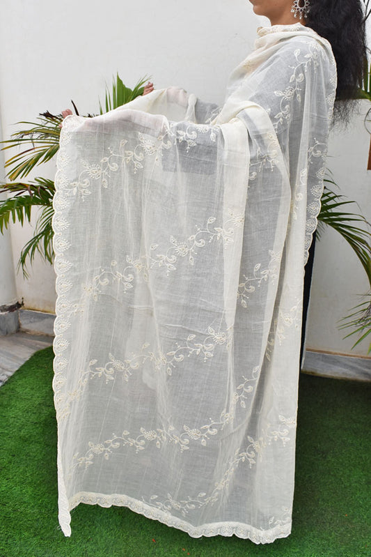 Beautiful Soft Cotton Dupatta with embroidery