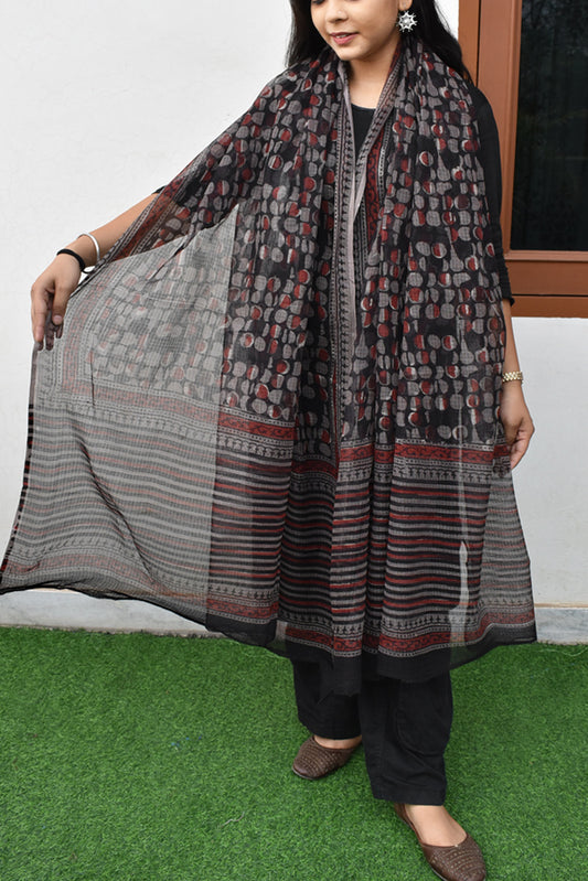 Hand Block Printed Kota Cotton Dupatta