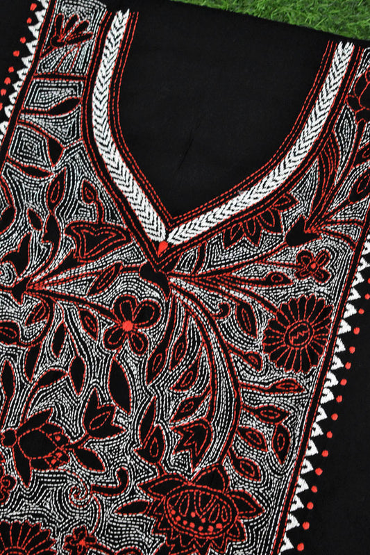 Hand Embroidered Kantha work cotton kurta fabric