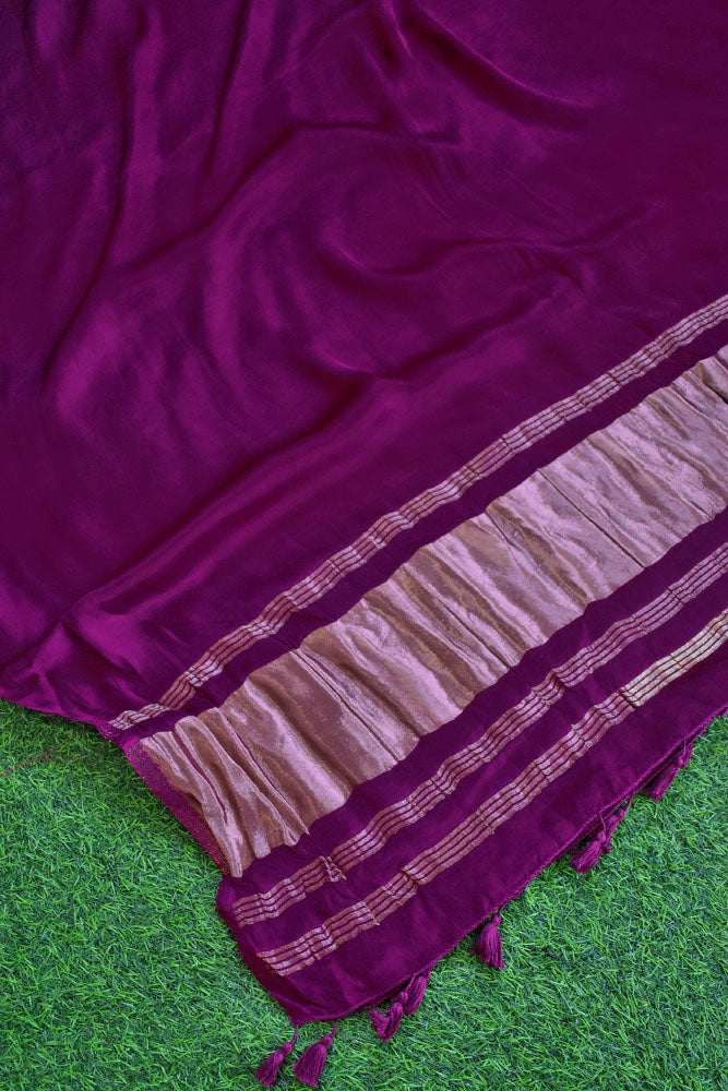 Beautiful Plain Modal Silk dupatta with Tissue Lagdi patta palla