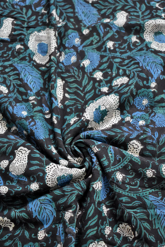 Beautiful Natural Jahota Hand Block Printed Pure Cotton  Fabric ( 2.5 mtrs cut)