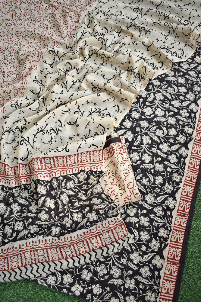 Hand Block Printed Cotton unstitched suit fabric with Soft Cotton dupatta