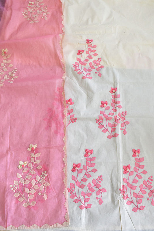 Elegant Organdy Kurta & Dupatta set with Hand done Heavy Phool patti work