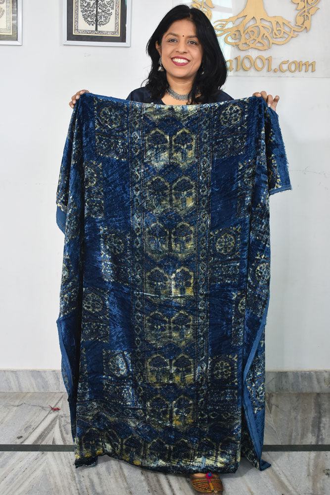 Ajrakh Velvet kurta fabric