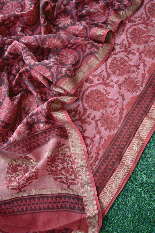 Beautiful Vanaspathi Ajrakh Hand Block Printed Maheshwari set