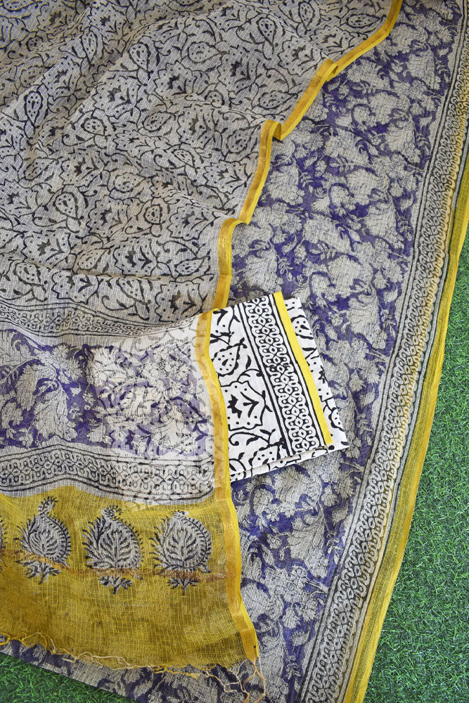 Beautiful Kota Doria cotton suit with Block print