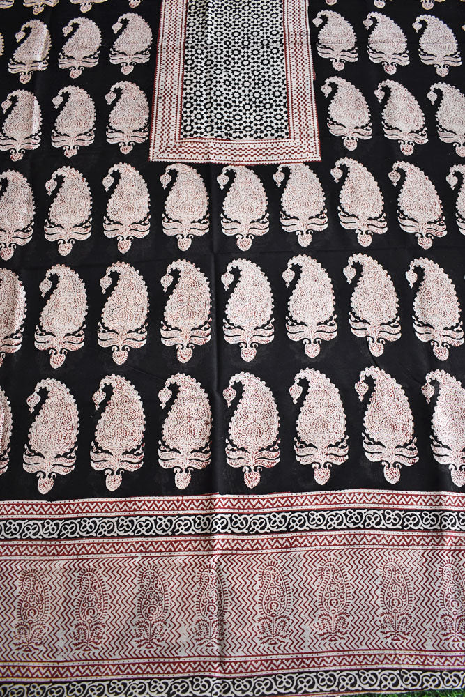 Handwoven Maheshwari kurta fabric with Bagh Hand block print