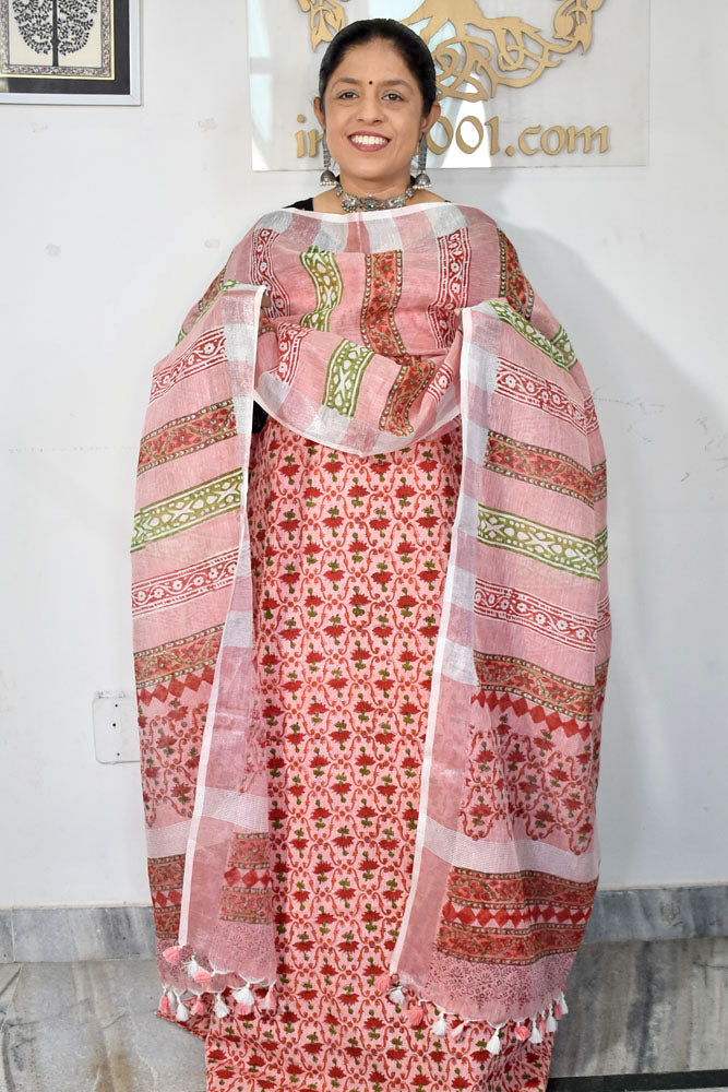 Elegant Linen Kurta Fabric and Dupatta set