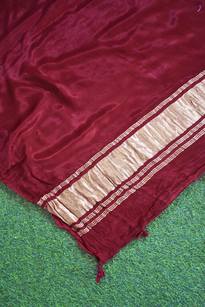 Beautiful Plain Modal Silk dupatta with Tissue Lagdi patta palla