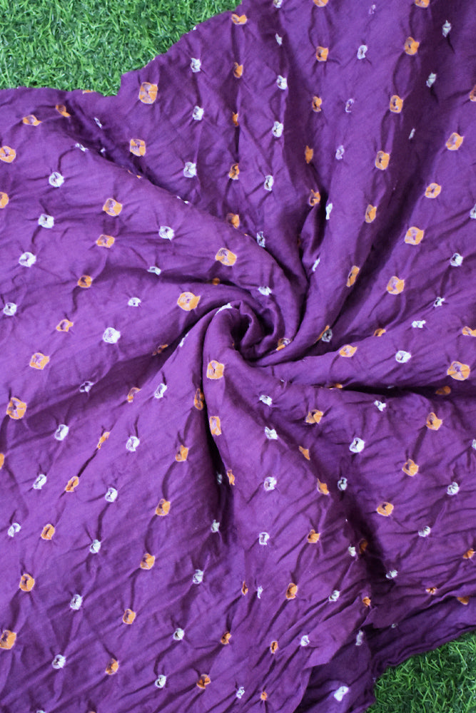 Handcrafted Bandhani Cotton Fabric - ( 4.8 - 4.9 mtrs)