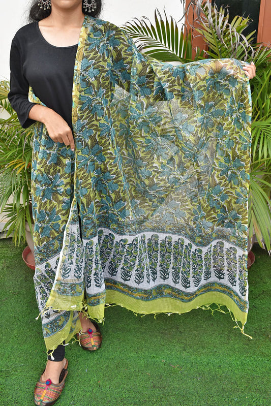 Hand Block Printed Kota Cotton Dupatta