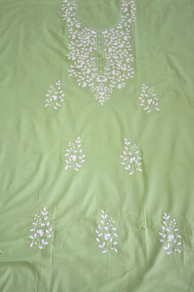 Elegant Cotton Kurta Fabric with Hand Phool patti Applique work