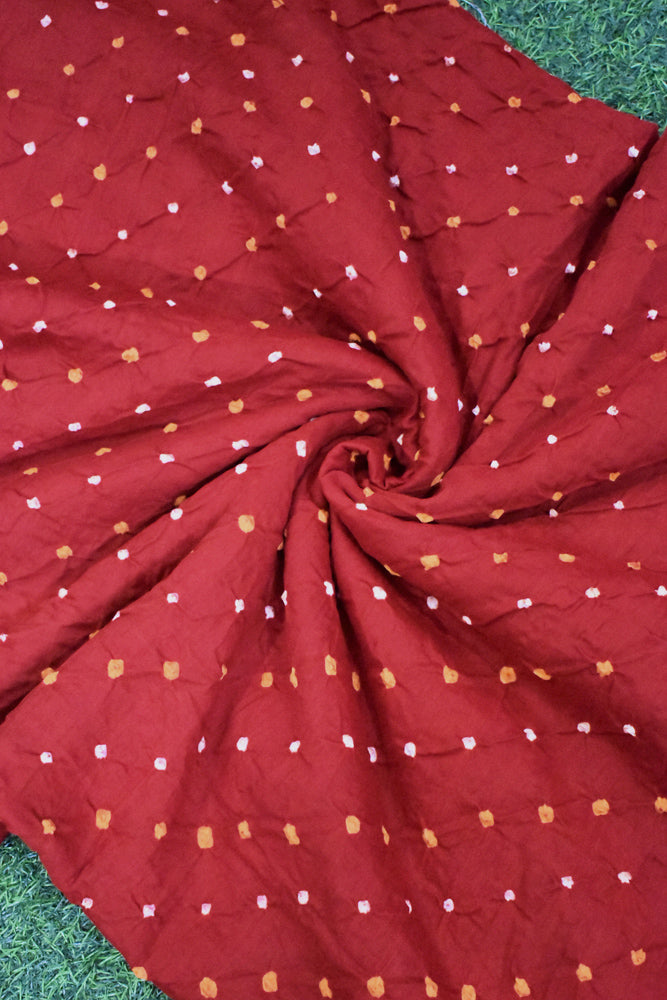 Handcrafted Bandhani Cotton Fabric - ( 4.8 - 4.9 mtrs)