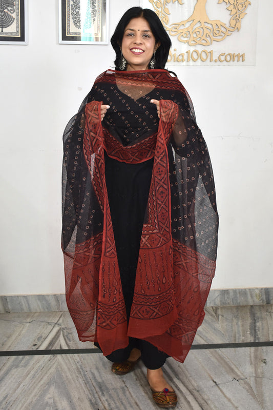 Hand Block Printed Kota Doria Cotton Dupatta