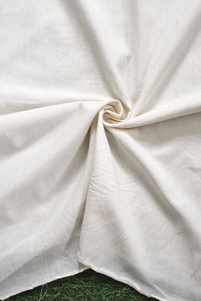 Handwoven cotton fabric - White color