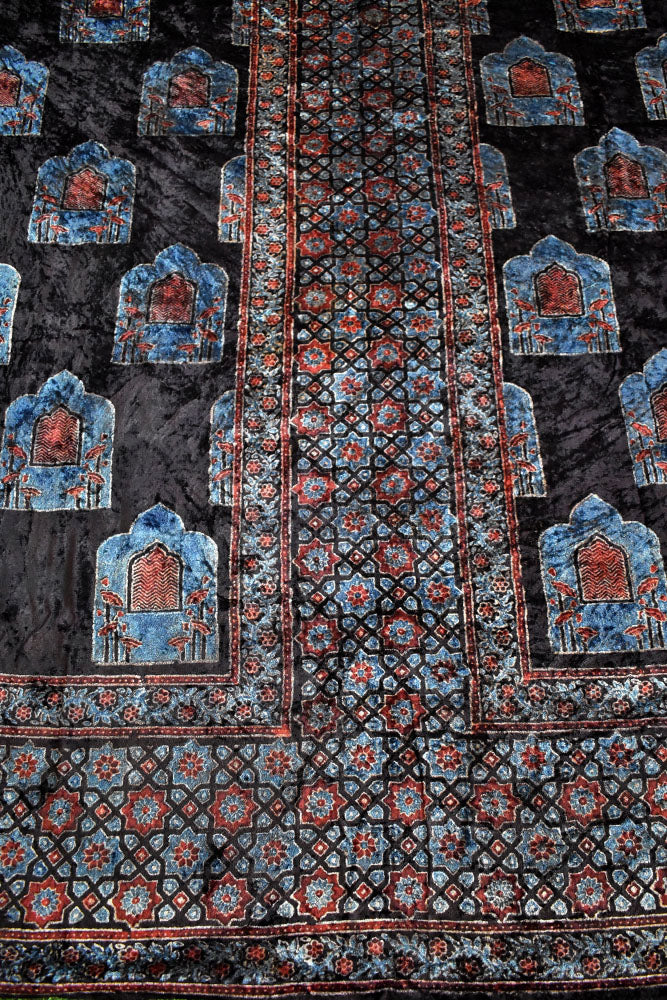 Ajrakh Velvet kurta fabric