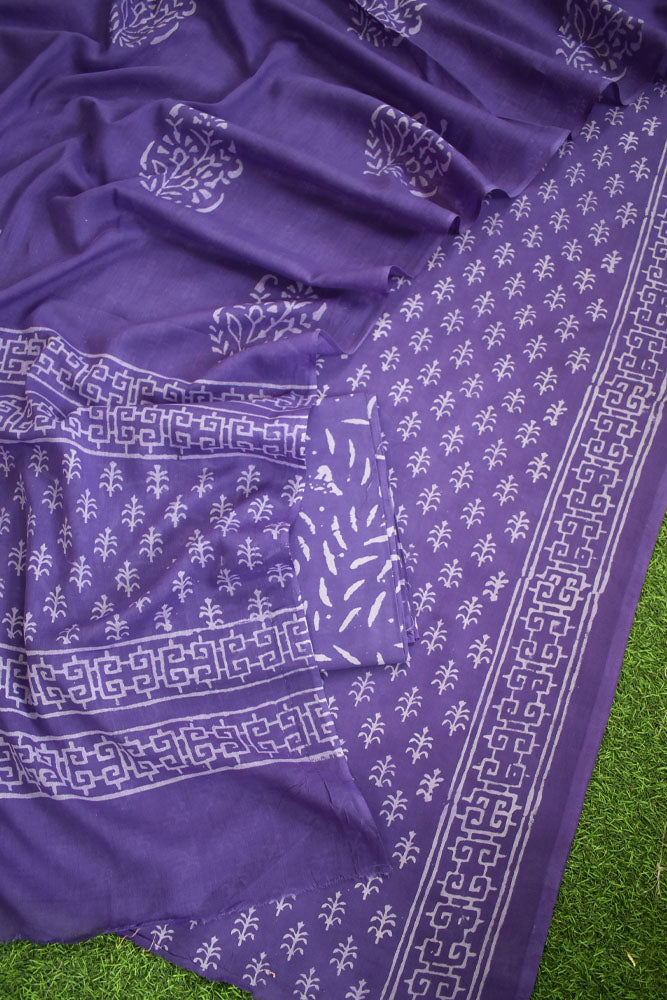 Hand Block Printed Cotton unstitched suit fabric with Soft Cotton dupatta