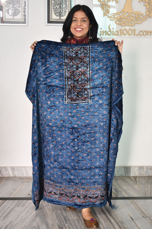 Ajrakh Velvet kurta fabric