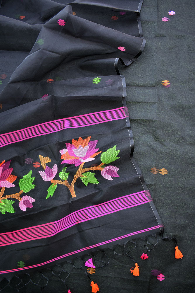 Kalakriti : Beautiful Hand Woven Muslin Jamdani Kurta Fabric & Dupatta set