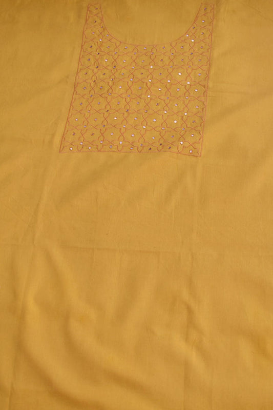 Elegant Cotton Kurta fabric with Embroidery - 2.6 - 2.7 mtrs