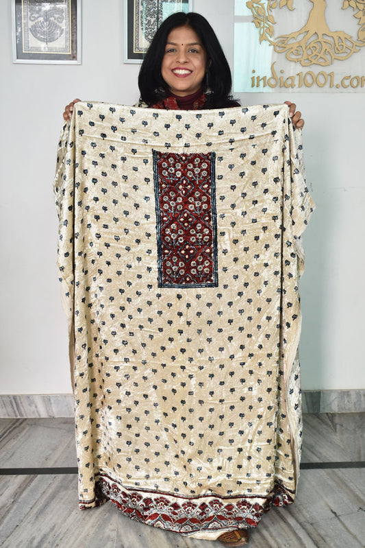 Ajrakh Velvet kurta fabric