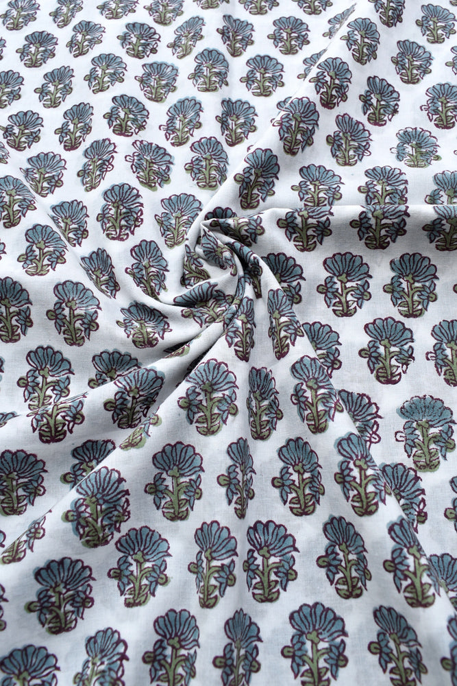 Beautiful Hand Block Printed Running Cotton Fabric ( 2.5 mtrs cut)