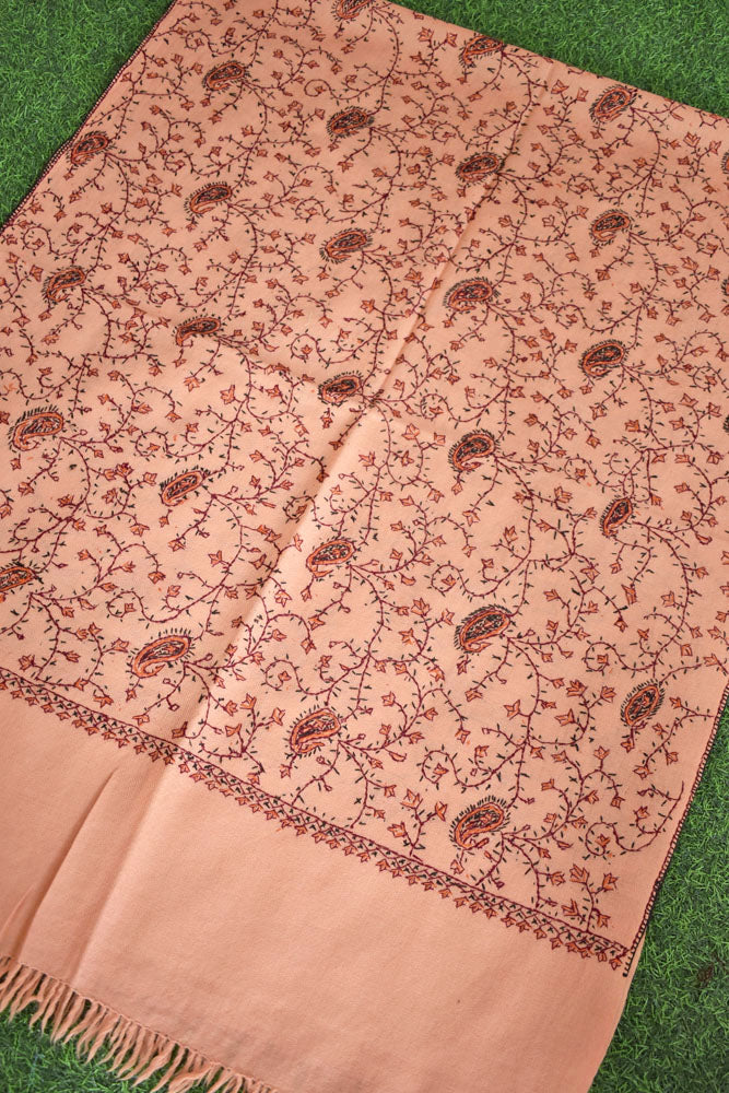 Intricate Jaal work Kashmiri Sozni Hand Embroidery Woolen Stole