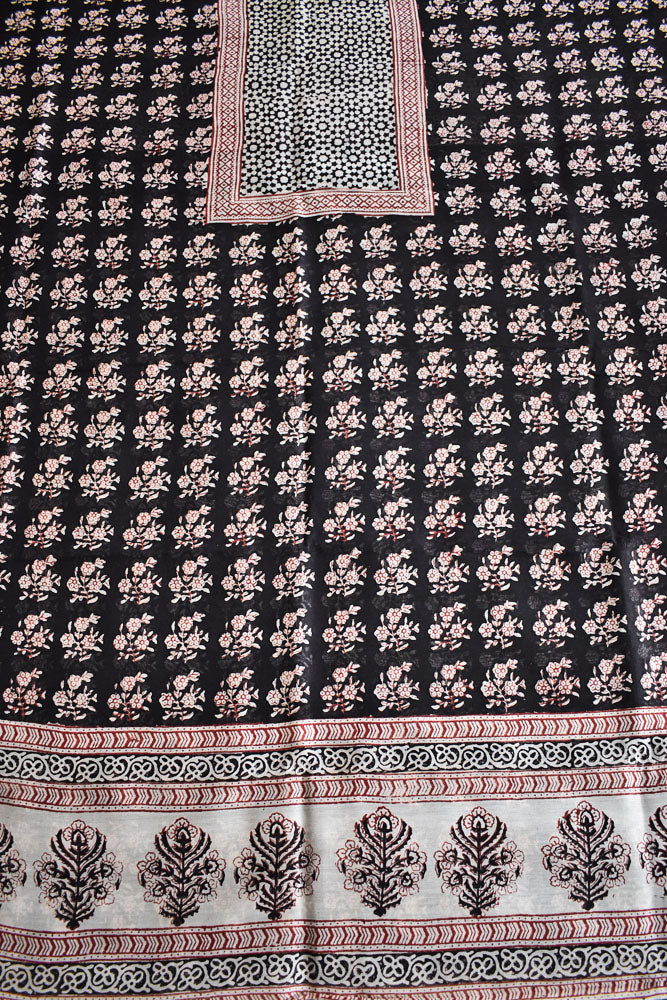 Handwoven Maheshwari kurta fabric with Bagh Hand block print